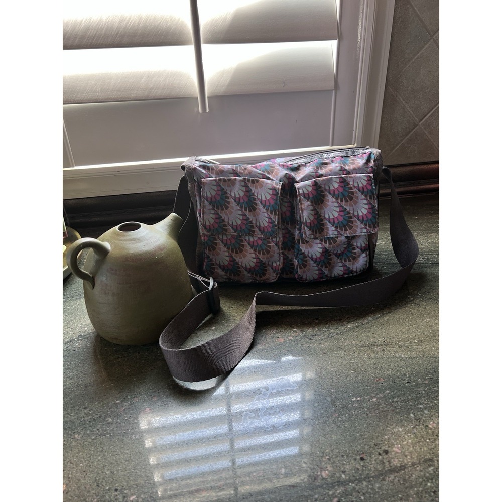 Lesportsac Crossbody Bag Floral Nylon Colorful‎ Handbag Double Pocket Purse